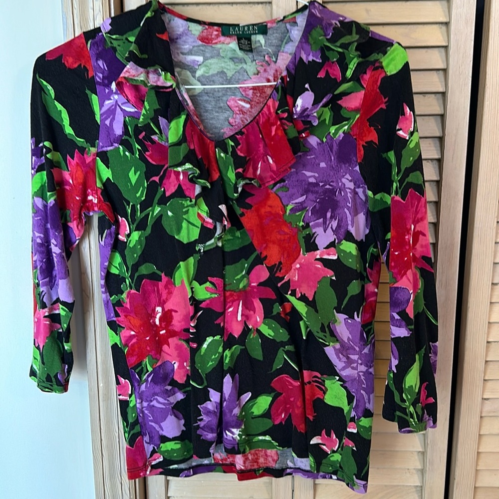 Ralph Lauren ruffle floral top- Size Large - Picture 1 of 2